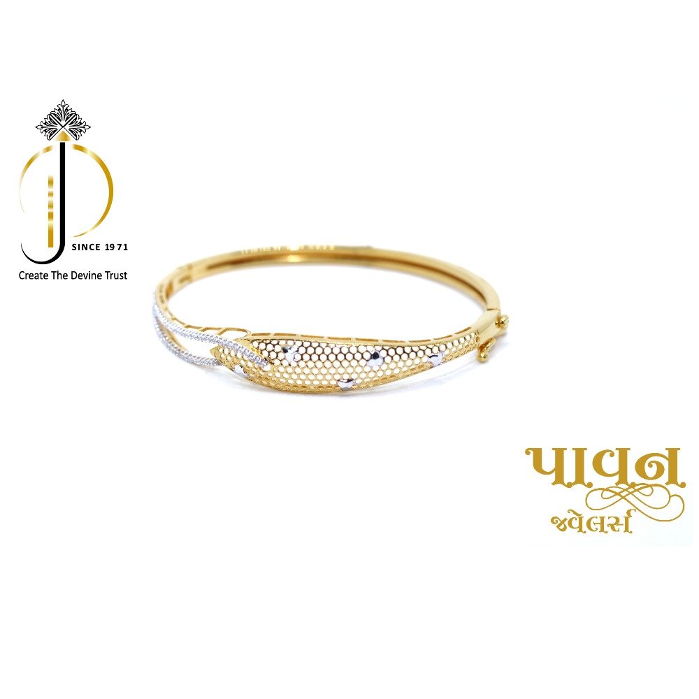 18KT Yellow Gold cZ Single Fancy Bracelet for Ladies KKG0108