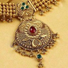 22KT/ 916 Gold Antique Jadtar Wedding Half necklace set for ladies