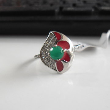 925 sterling silver red &green diamond designer ri... by 