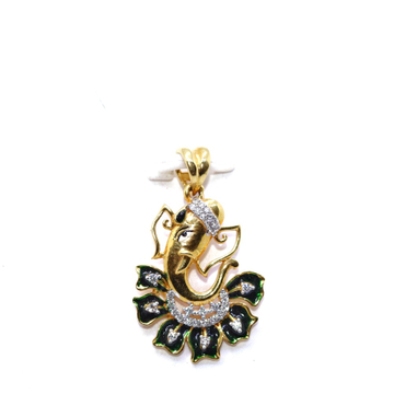 22KT / 916 Gold Green Minakari Ganeshji Pendant Fo... by 