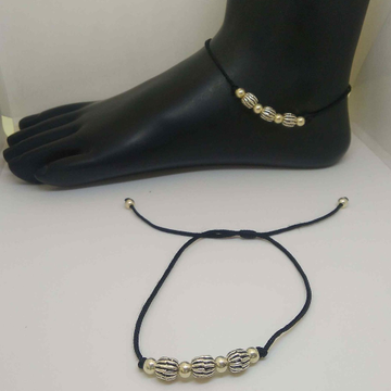 925 sterling silver delicate black beads payal/ank... by 