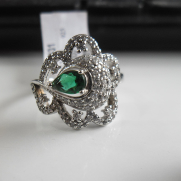 925 sterling silver  GREEN diamond  DESIGNER    RI... by 