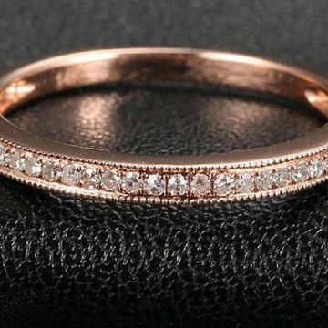 18KT Rose Gold fancy CZ casual ware band for ladie... by 