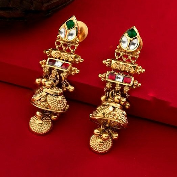 22KT/ 916 Gold antique bridle Jhumka earrings for... by 