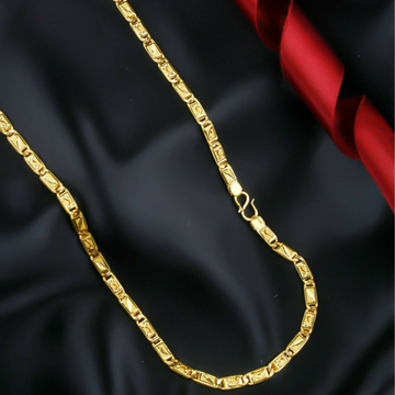 22KT / 916 Gold plain Nawabi chain for Men CHG1018 by 