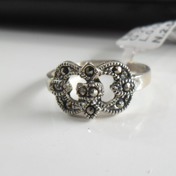 925 sterling silver Oxidized & diamond ring by 