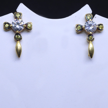 22/20 KT Gold Delicate Single White Stone Earrings... by 