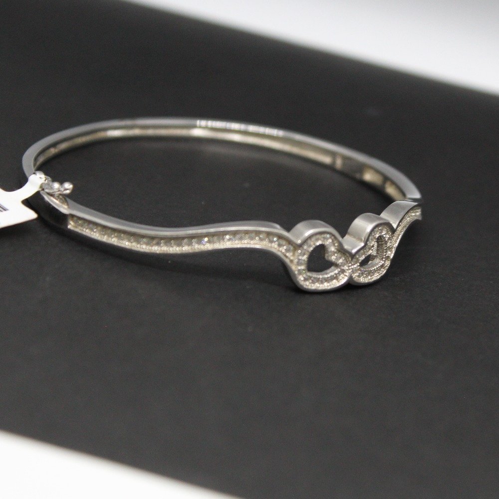 925 sterling silver hear shape kada bracelet for ladies