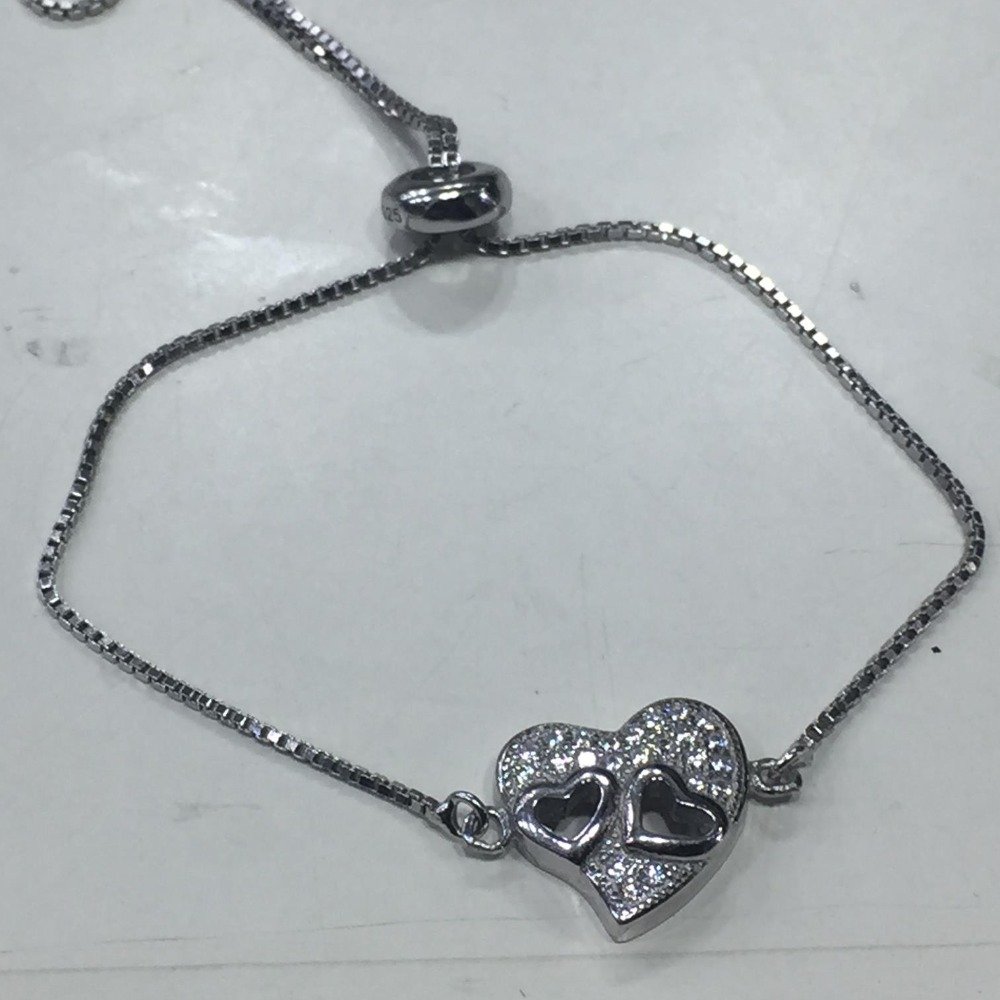 925 sterling silver  heart shape  cZ diamond  bracelet  
