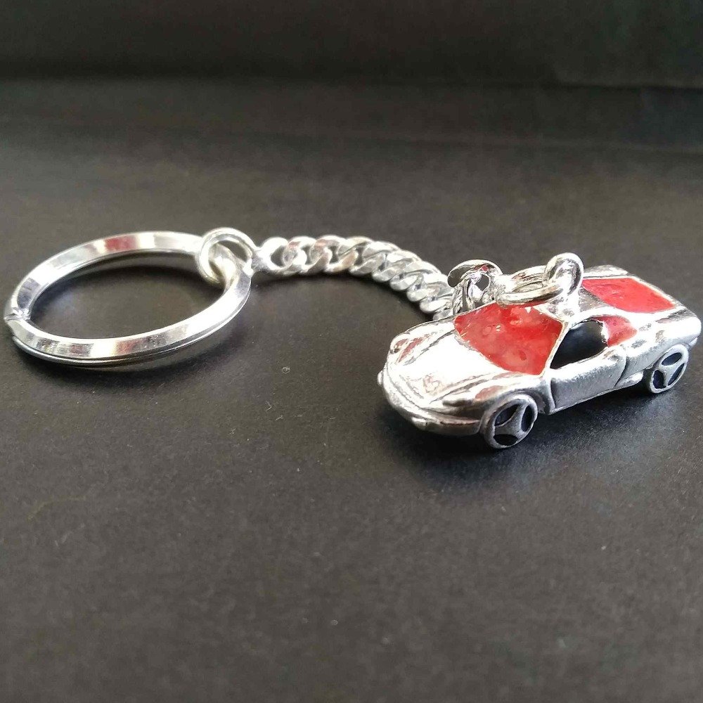 Silver red colour for wheels / car keychain for gifting