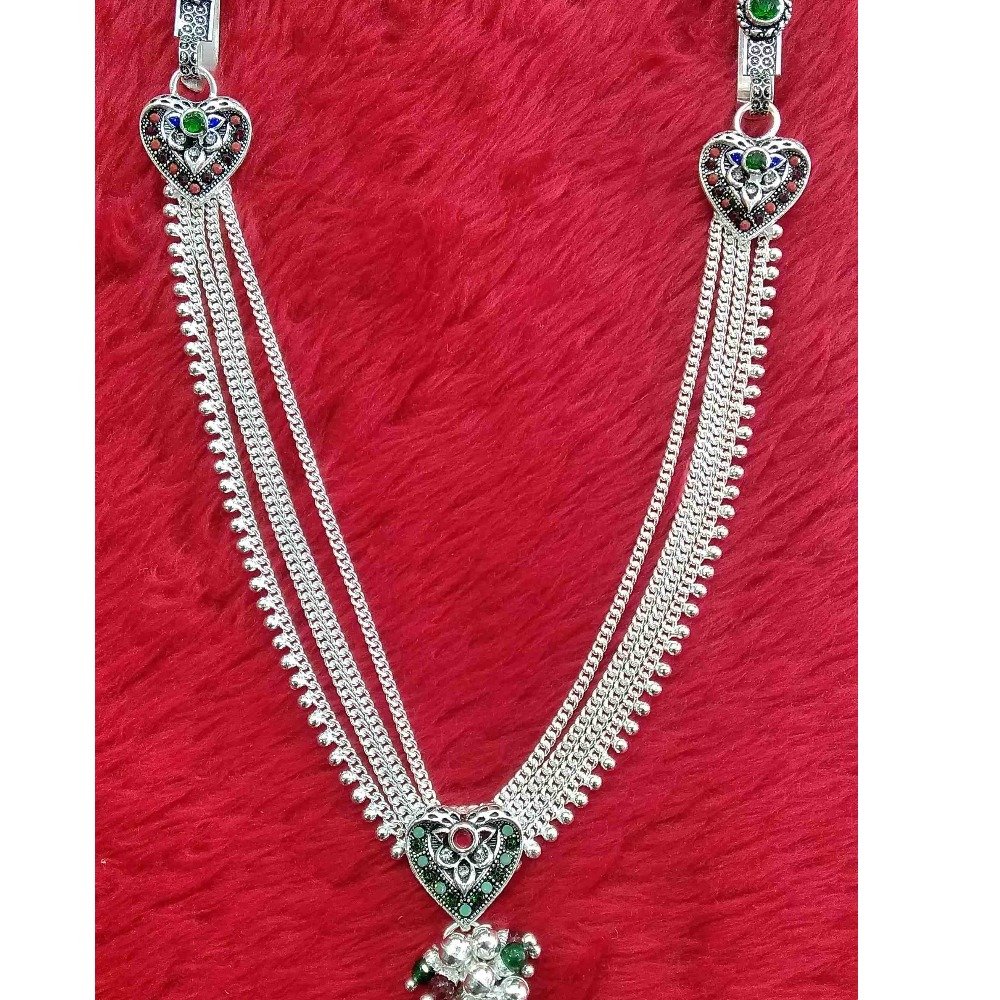 Silver  heart shape  designear    double line juda  For Ladies