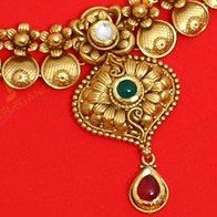 22KT / 916 Gold Antique wedding Half Necklace set for Ladies STG1020