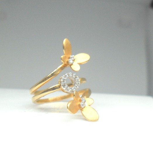 18KT Yellow gold butterfly shape special Occasion ring for ledies LRG0399