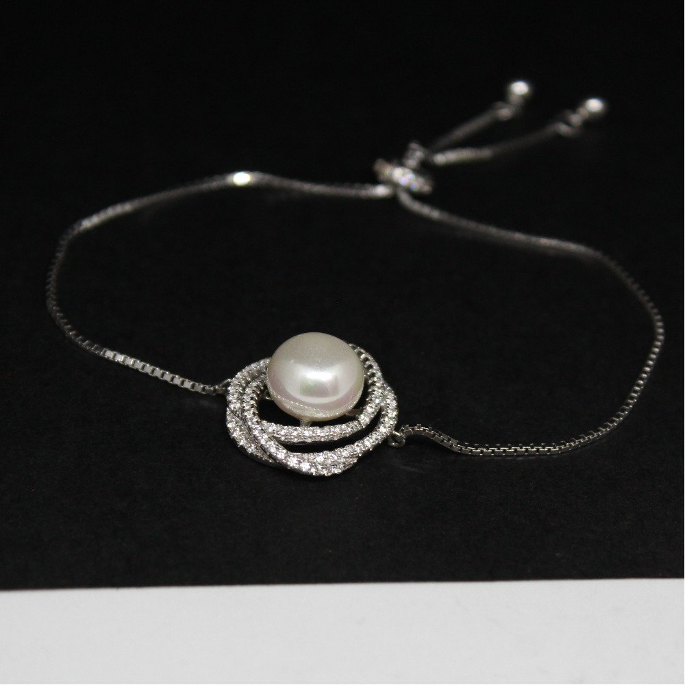925 sterling silver stone kada bracelet for ladies