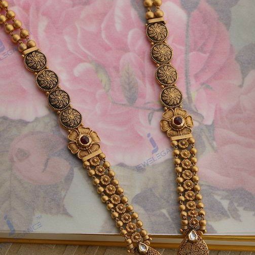22KT / 916 Gold antique Bridle long Necklace set for Ladies STG1015