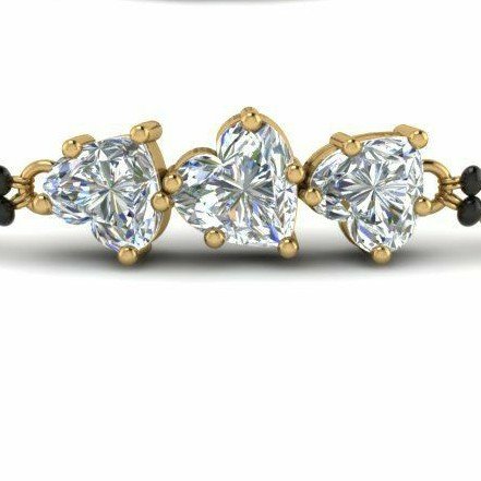 18KT yellow gold 3 heart diamond mangalsutra bracelet for ladies