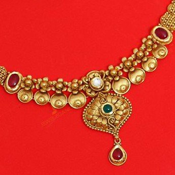 22KT / 916 Gold Antique wedding Half Necklace set for Ladies STG1020