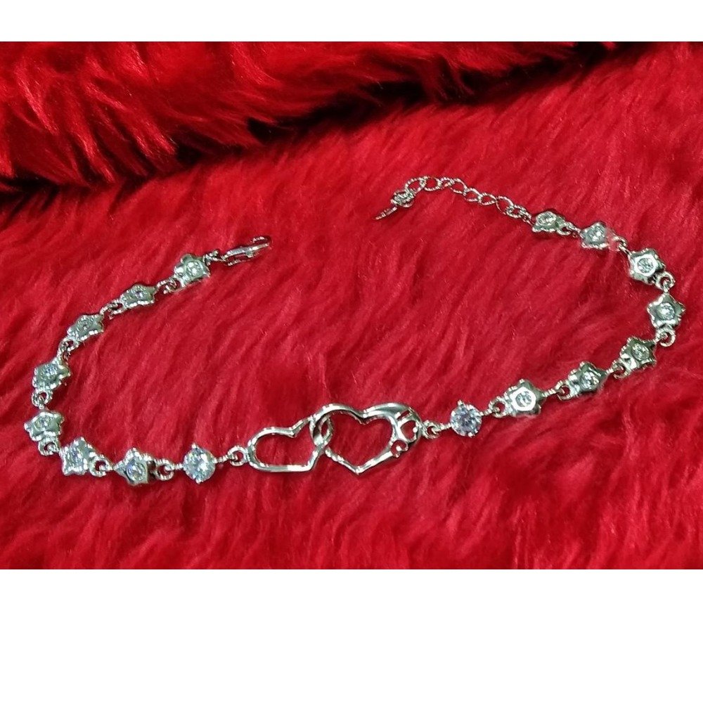 925 sterling silver heart shape designer diamond bracelet