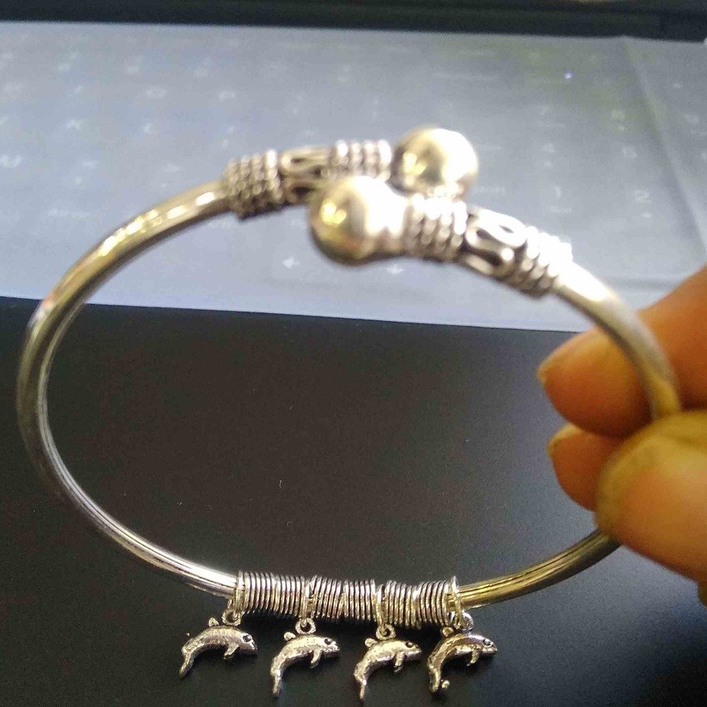925 sterling silver oxidized fish latkan kada / bracelet