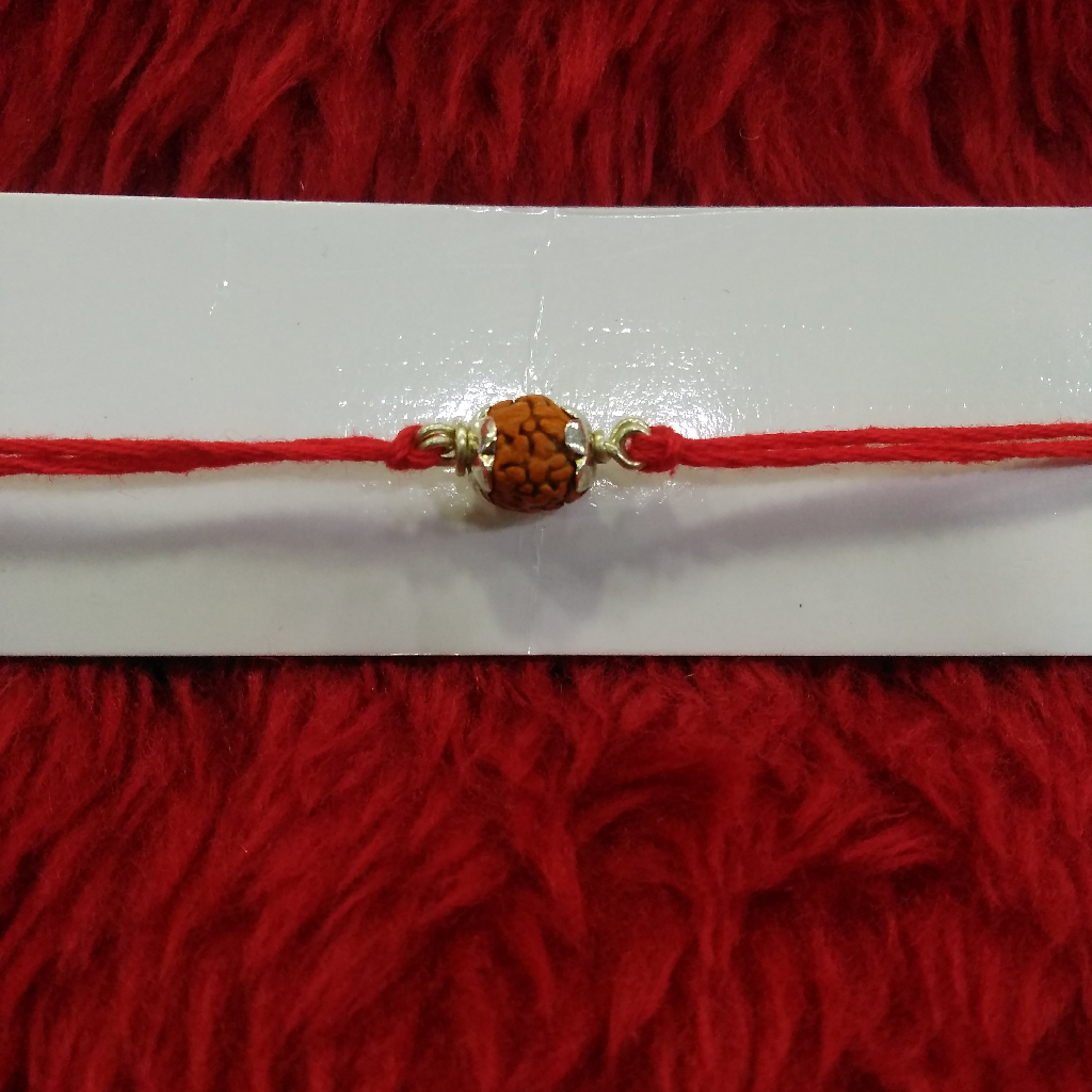 Silver Rakhi Bracelet Single Rudraaksh