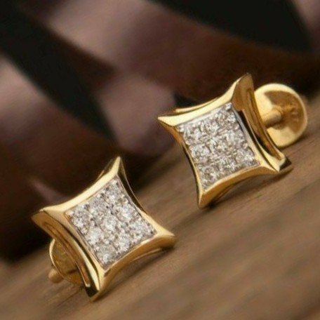 18KT Yellow gold fancy casual ware square earrings for ladies