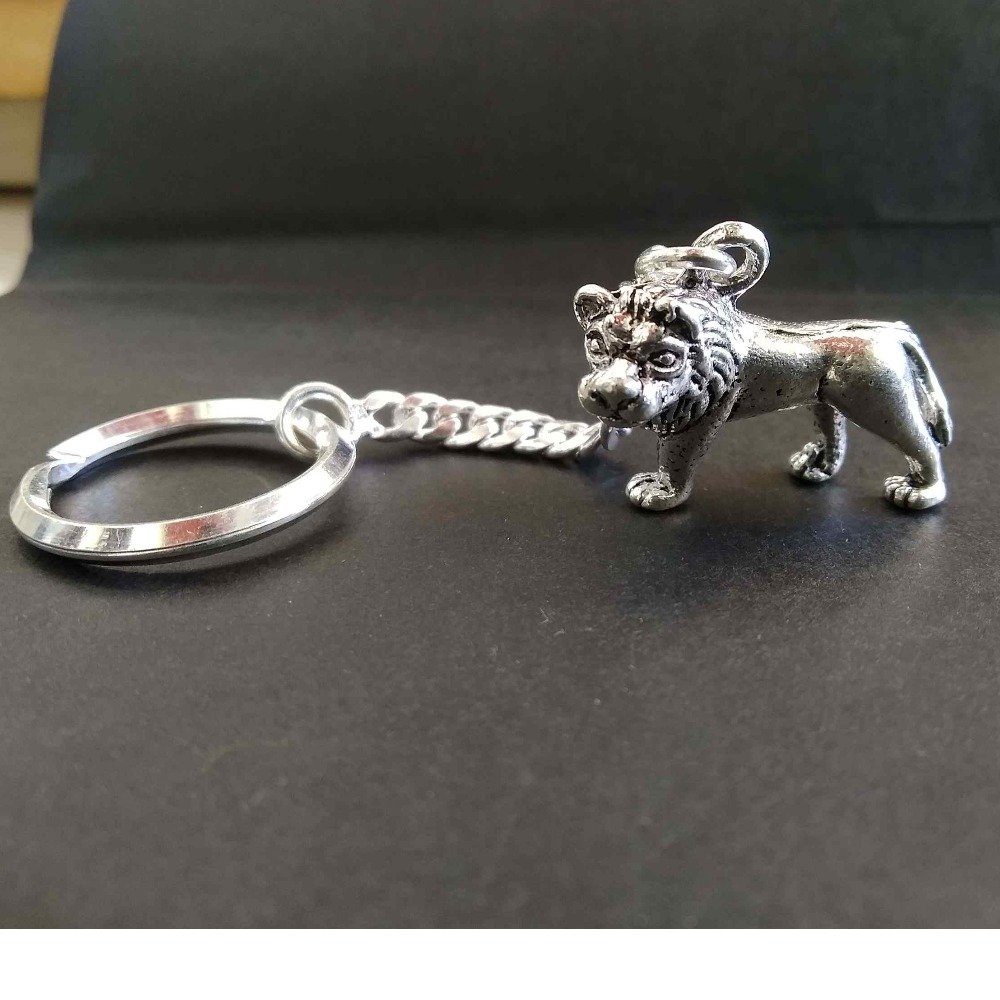Silver  lion  keychain for bike / car key