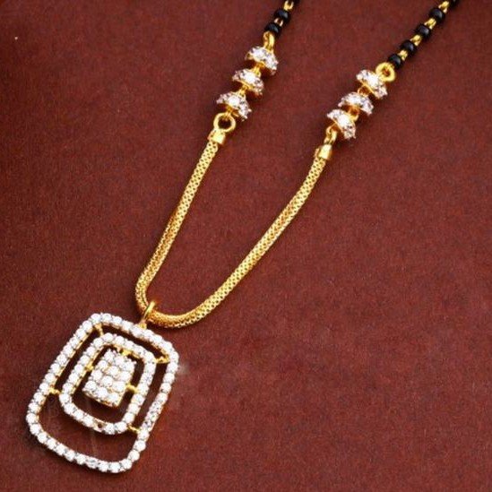 22KT/ 916 Gold fancy casual wear square pendant mangalsutra for ladies
