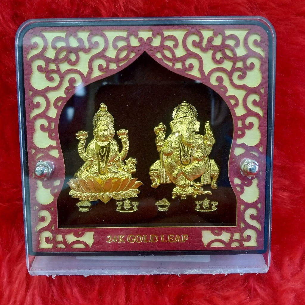 24KT Gold Leaf Laxmi ji & Ganpati ji showpiece gift Article