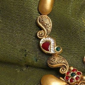 22KT/ 916 Gold Antique wedding Half necklace set for ladies