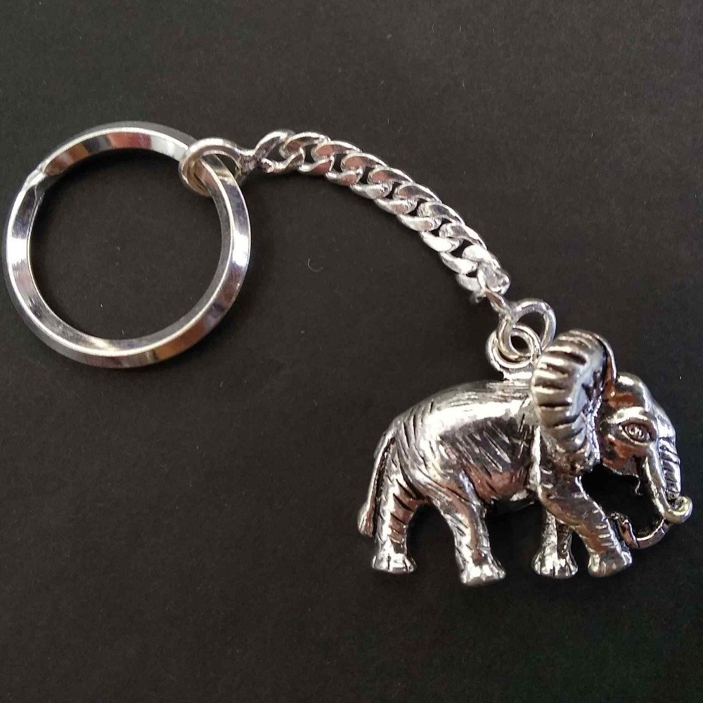 Silver elephant keychain for bike / car key