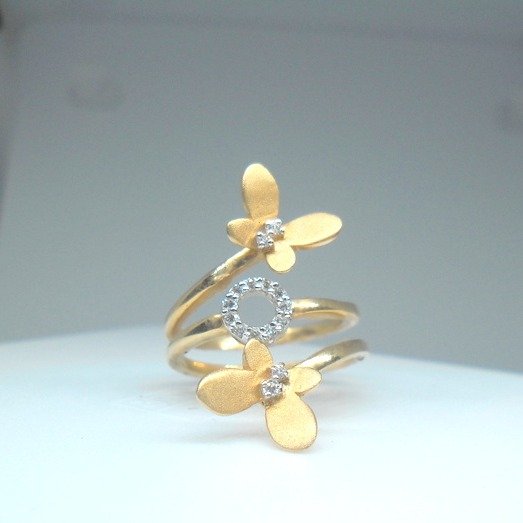 18KT Yellow gold butterfly shape special Occasion ring for ledies LRG0399