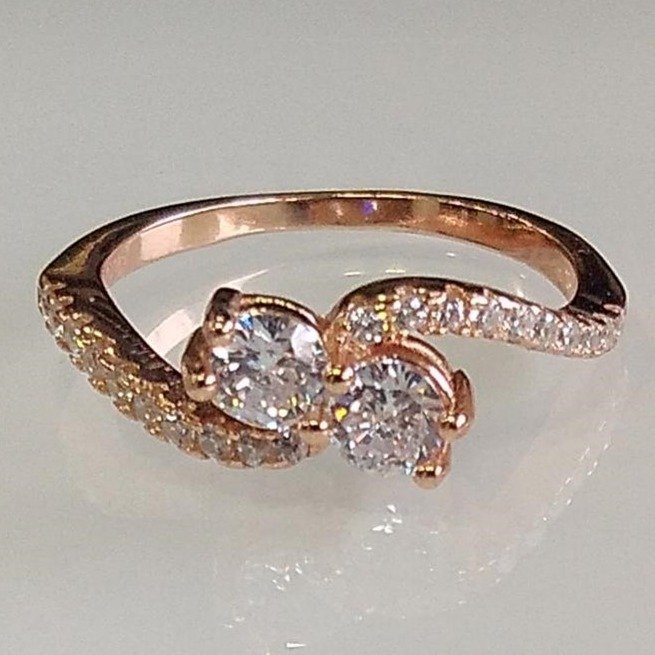 925 sterling silver  Rose Gold Plated   Diamond Ring