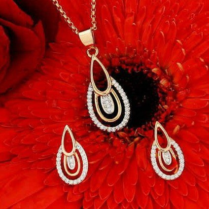 18kt rose gold fancy festival oval shaped pendant set for ladies