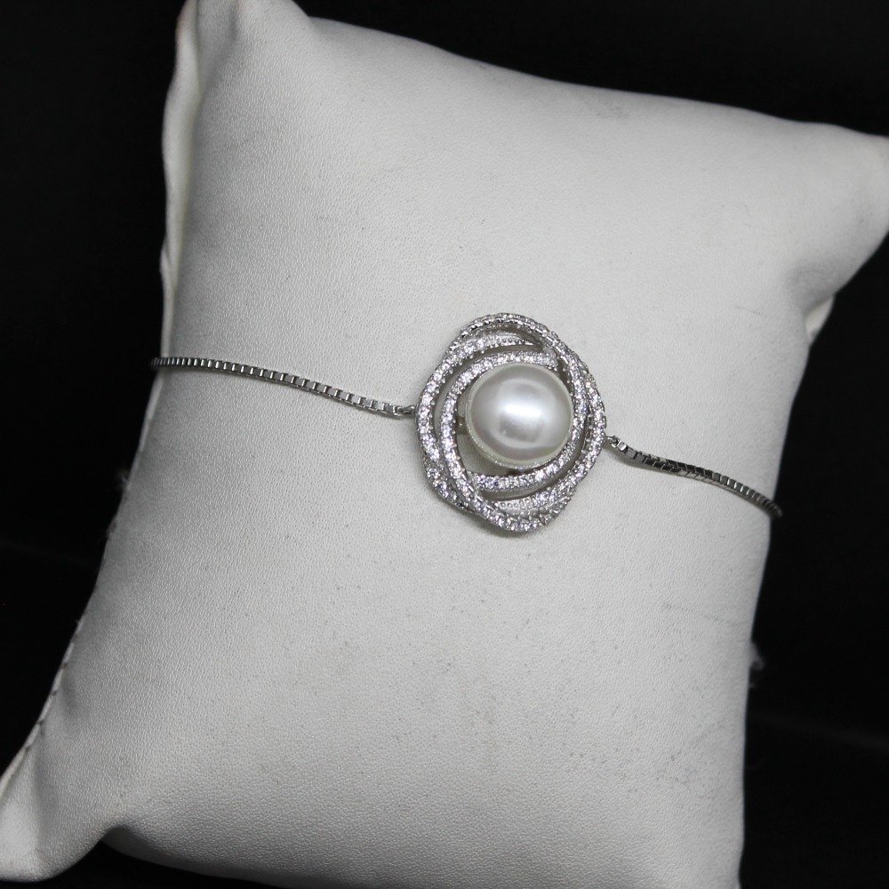 925 sterling silver stone kada bracelet for ladies