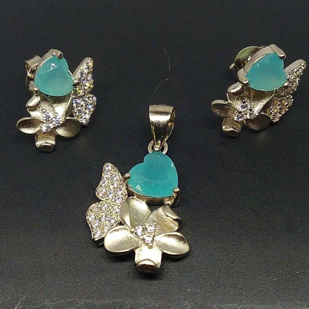 925 silver  heart & flower designer fancy pendant butti for girls