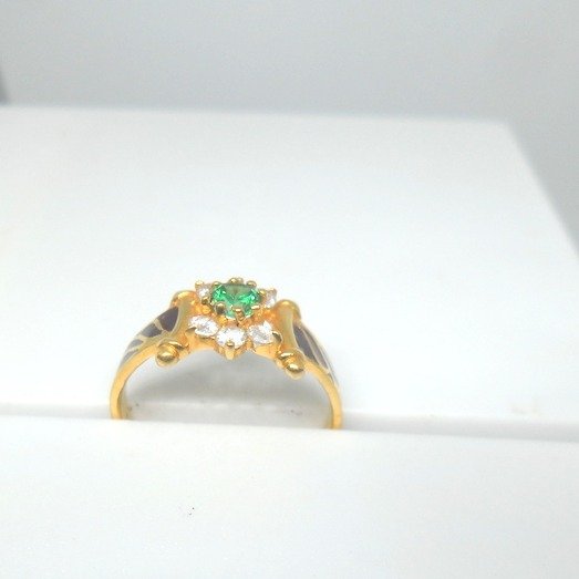 22KT / 916 Gold cZ with green color stone Traditional Ring for Women LRG0118