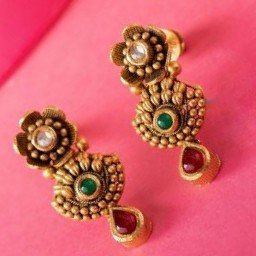 22KT/ 916 Gold antique festival Jadtar Earrings for ladies