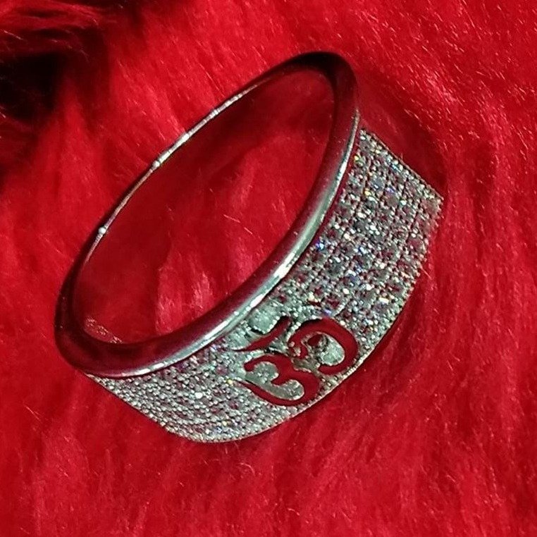 925 sterling silver cz diamond band  om ring for men