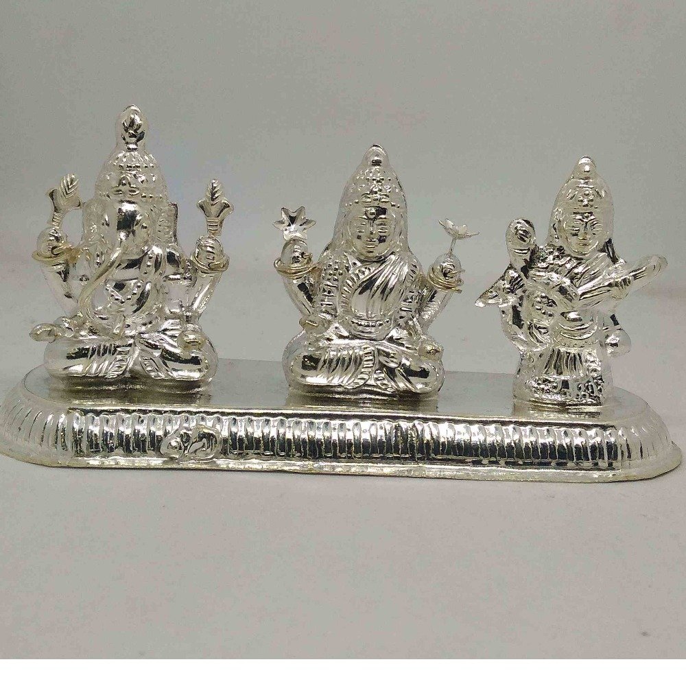 Silver Trimurti / Maa Laxmi Ji ,Shree Ganesh, Maa Saraswati Murti